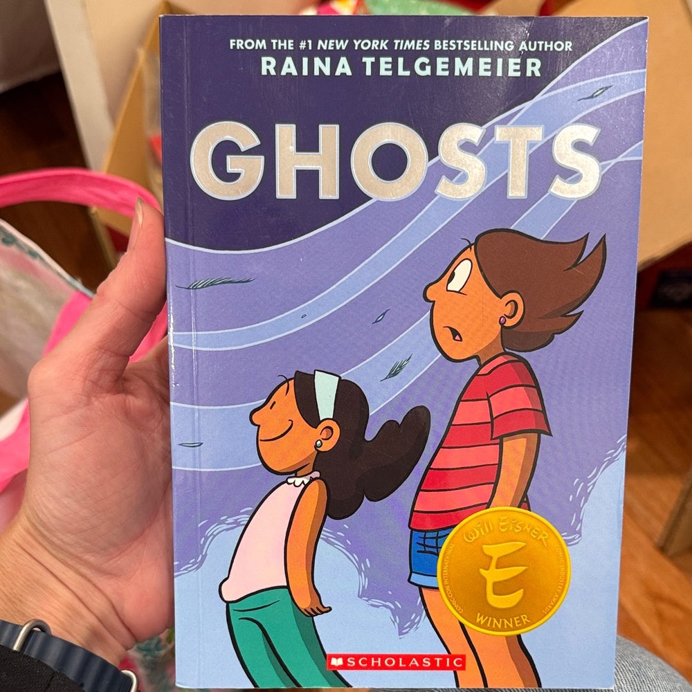 Scholastic 'Ghosts' by Raina Telgemeier - Blue and Red Cover